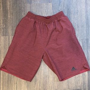 Red adidas gym shorts